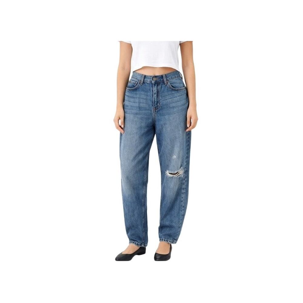 Sincerely Jules Jeans Womens Size 7 Blue Straight Relaxed Mid Rise Distressed